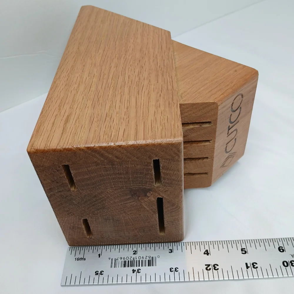 CUTCO Wood Knife Block USA Solid Honey Oak 8 Slot Knife Holder Up To 8